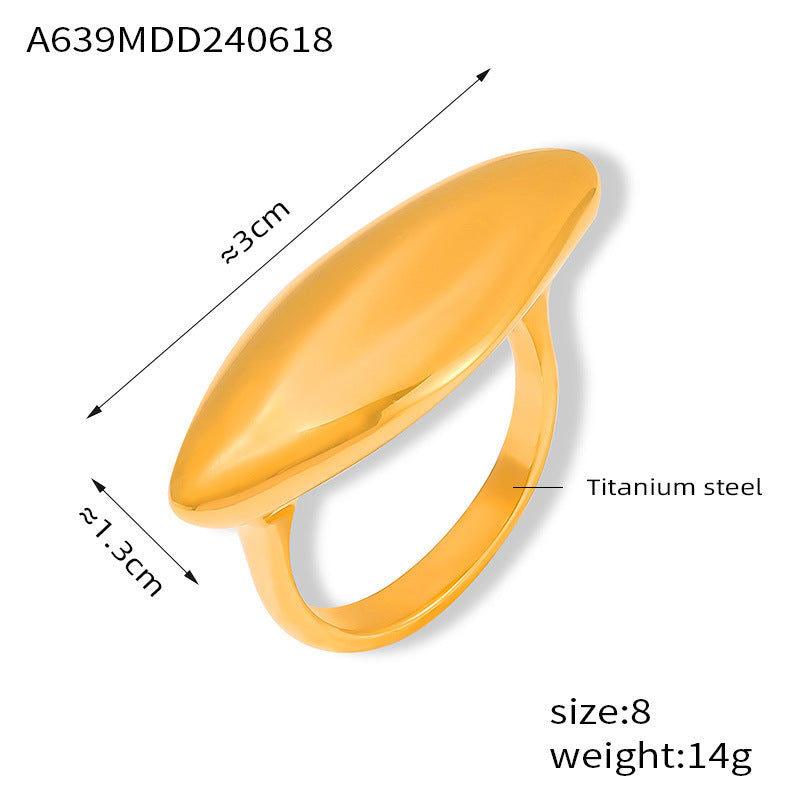 B廠-歐美風時尚新款輕奢幾何戒指氣質鈦鋼鍍金橢圓形指環嘻哈街拍飾品「A639」24.06-3