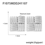 B廠-跨境歐美時尚個性方形斜條紋理不鏽鋼鍍金耳釘耳飾組合批發「F1274」24.11-3