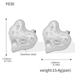 B廠-赫本風鑲鑽桃心耳環耳釘時尚簡約不鏽鋼電鍍18K金愛心耳飾「F030」24.12-4