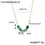 B廠-歐美時尚綠色瑪瑙算盤珠項鍊簡約鎖骨鏈鈦鋼鍍金頸鏈女士跨境批發「P1819」24.05-4