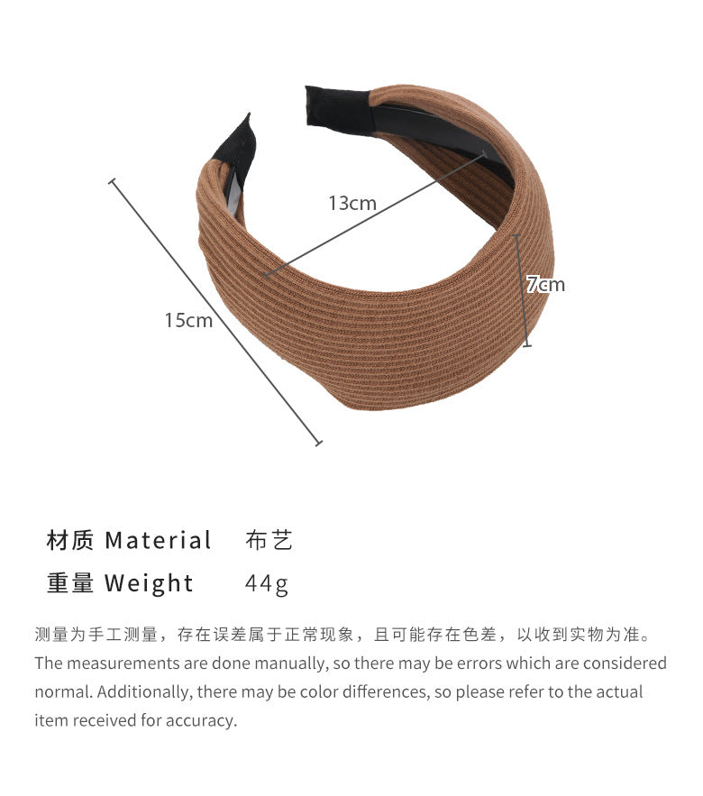 E廠-復古針織坑條加寬髮箍遮髮縫增高顱頂頭箍防滑壓髮髮卡髮帶髮飾品「25968」24.09-2