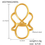 B廠-歐美跨境手飾品 8字線條開口戒指鈦鋼PVD鍍18K金簡約冷淡風食指戒「A937」24.10-1