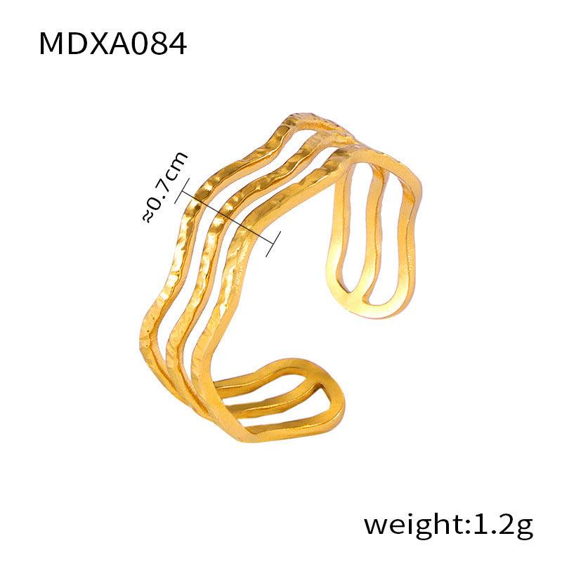 B廠-英倫復古小眾幾何鏤空拼接設計食指戒鈦鋼鍍金開口戒指層次感飾品「A078-85」24.03-5 - 安蘋飾品批發