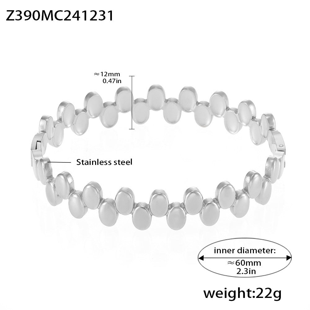 B廠-輕奢極簡環形鑲鑽鋯石手鐲組合鈦鋼18K真金Bracelet歐美風「Z178」25.01-2