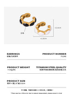 B廠-法式圓環小眾設計鈦鋼鍍18K金砝碼彩釉耳夾個性氣質耳飾耳環「F1140」23.12-1 - 安蘋飾品批發