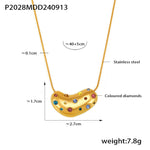 B廠-歐美INS風幾何彩鑽桃心鎖骨鏈 跨境項鍊女簡約氣質不鏽鋼首飾批發「P2028」24.09-3