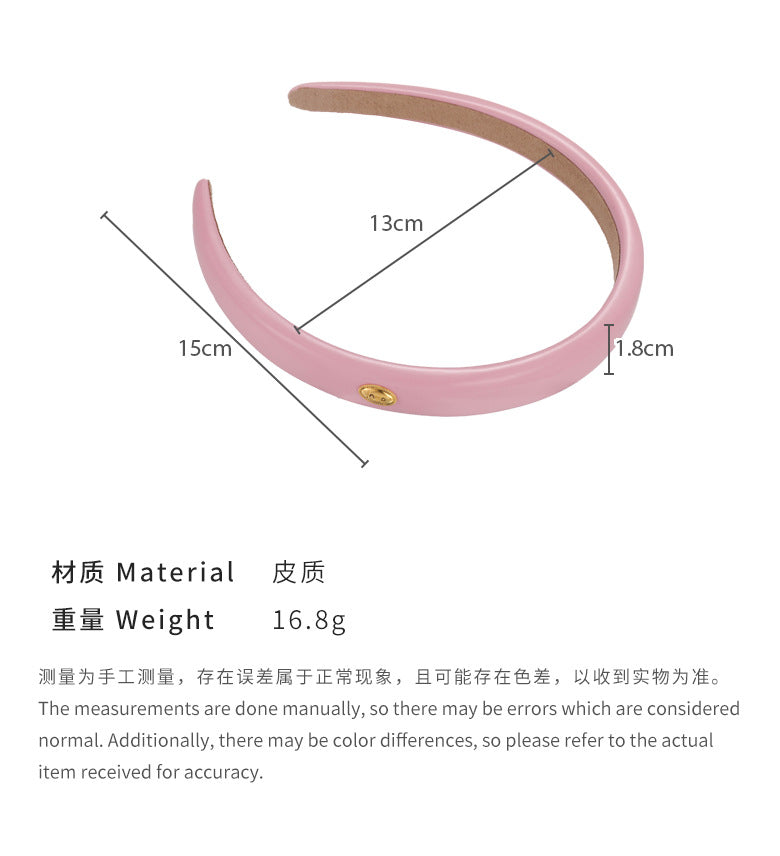 E廠-夏日限定復古金標基礎髮箍韓系ins感pu皮頭箍洗臉髮卡髮飾頭飾潮「25467」24.05-4