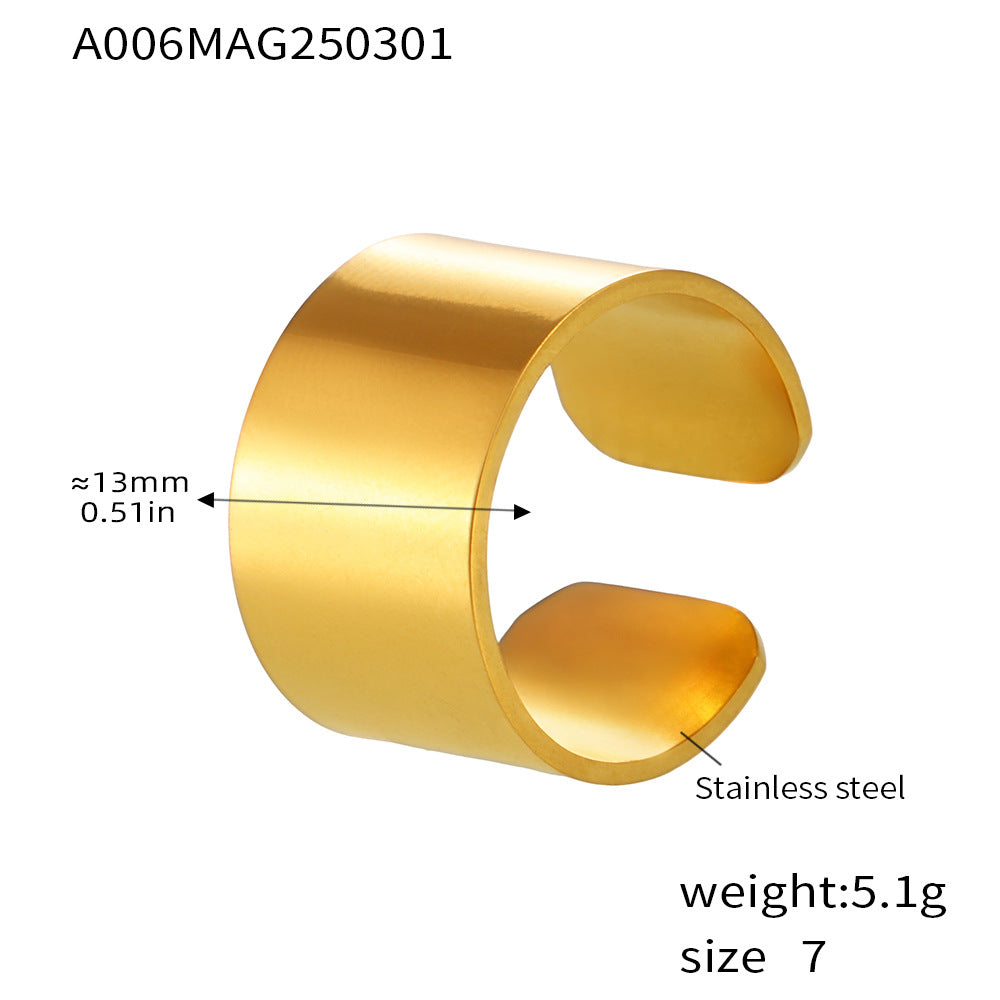 B廠-ins冷淡風指環個性設計不鏽鋼PVD電鍍18K真金時尚潮流戒指「A006」25.03-2