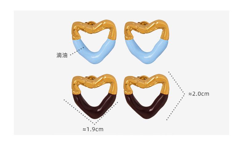 B廠-法式輕奢多色心形滴油耳環女高級感小眾氣質耳墜夏季「F844」23.06-2 - 安蘋飾品批發