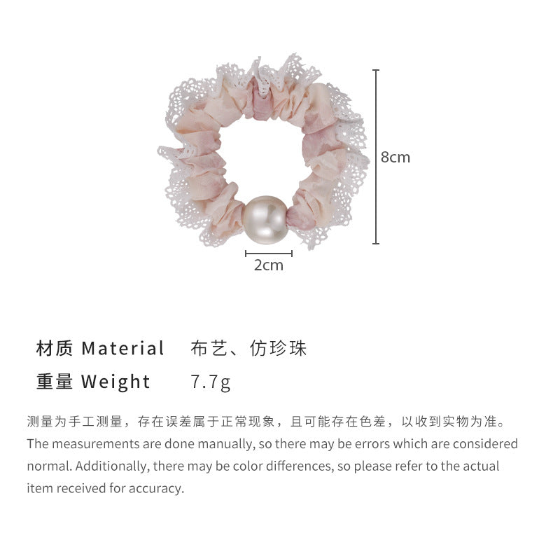 E廠-韓系新款溫柔扎染布藝小腸髮圈蕾絲碎花邊暈染髮繩高彈力頭繩髮飾「25510」24.05-5