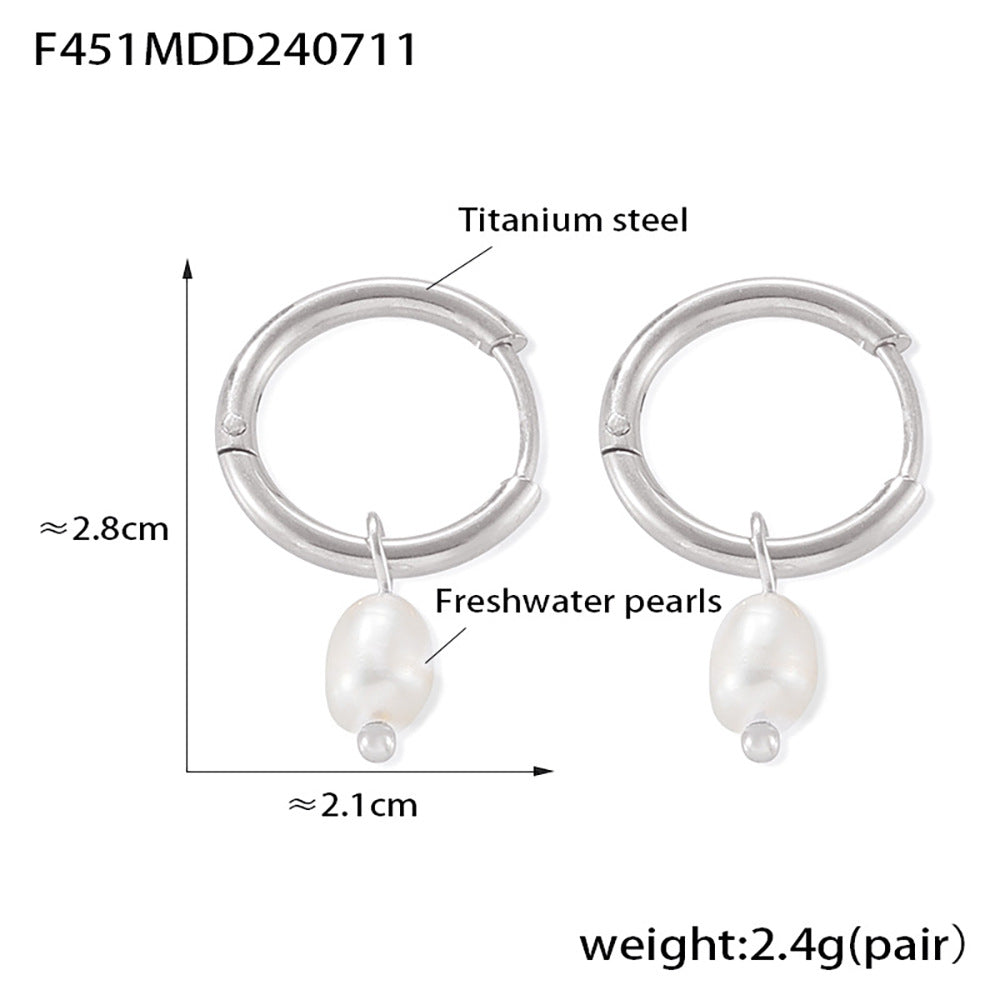 B廠-時尚簡約素圈耳環冷淡風氣質不鏽鋼鍍18K真金耳飾組合批發「F451」25.01-1