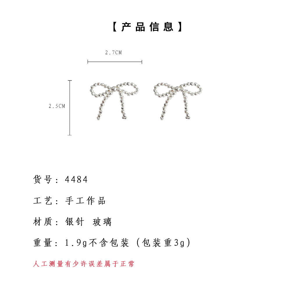 A廠-ins小眾設計師款手工蝴蝶結耳環女甜美個性簡約通勤夏日新款耳環「4484」24.07-1