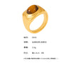 B廠-中古vintage紋理邊橢圓虎眼石戒指鈦鋼鍍金簡約輕奢食指戒rings「A942」24.10-1