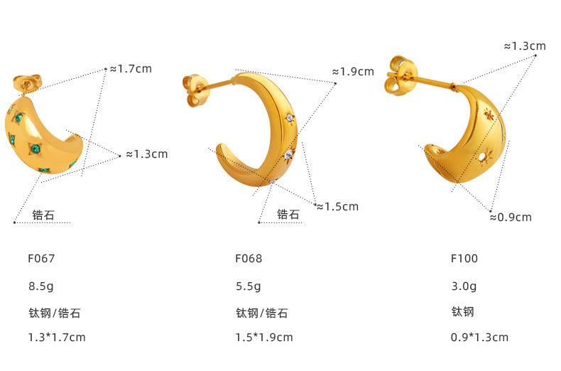 B廠-韓版ins潮流鋯石仿珍珠環形耳環時尚通勤百搭個性耳釘鈦鋼耳飾女「F067-F100-F102-F908-12」23.07-2 - 安蘋飾品批發