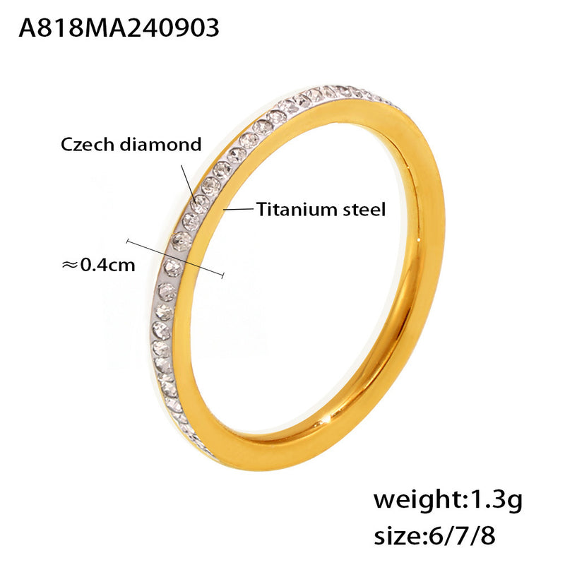 B廠-跨境新款素圈戒指 ins風簡約疊戴鑲鑽指環rings女式飾品配飾批發「A818-A922」24.09-2