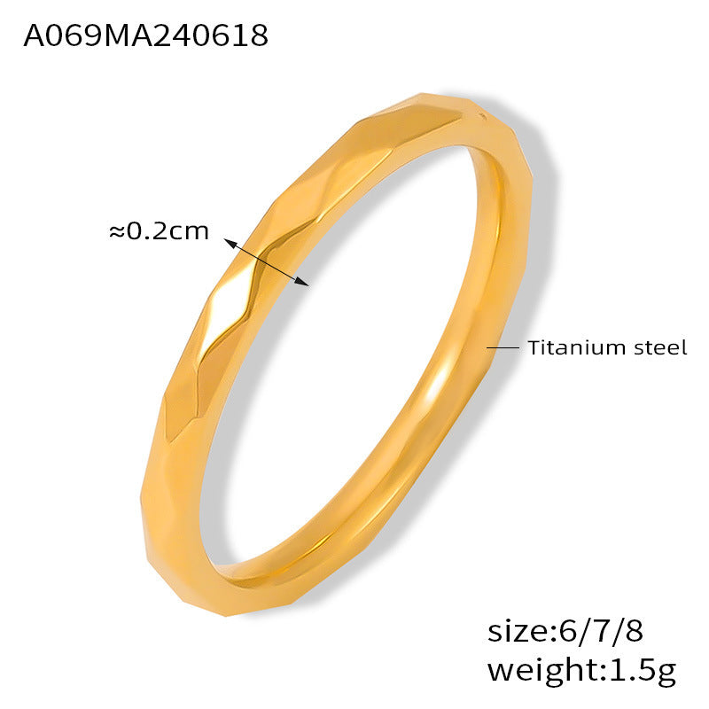 B廠-2024年新款多切面菱形戒指鈦鋼不掉色小眾簡約設計感情侶對戒指環「A069」24.06-3