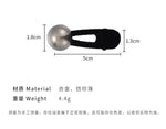 E廠-黑色植絨珍珠髮夾八字瀏海側邊夾秋冬鴨嘴夾小夾子無痕髮卡髮飾女「24660」23.12-3 - 安蘋飾品批發