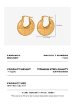 B廠-新中式壓紋幾何U型耳環鈦鋼小眾精緻氣質美拉德耳環中古復古「F1036」23.12-1 - 安蘋飾品批發