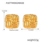 B廠-跨境歐美時尚個性方形斜條紋理不鏽鋼鍍金耳釘耳飾組合批發「F1274」24.11-3