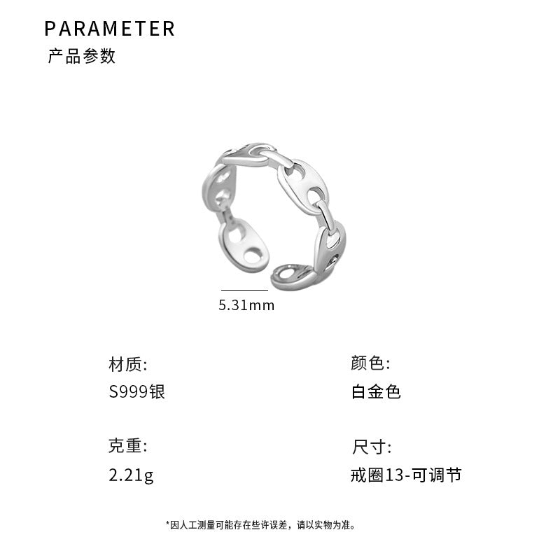 D廠-S999足銀豬鼻子戒指可愛輕奢高級感開口戒個性新款手飾品「YC4916R」25.01-1