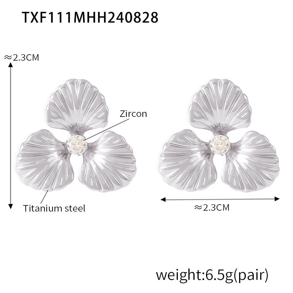 B廠-輕奢感ins風珍珠花戒指朵鈦鋼18k金不掉色開口可調節指環時尚耳飾「F111-A110」24.09-1