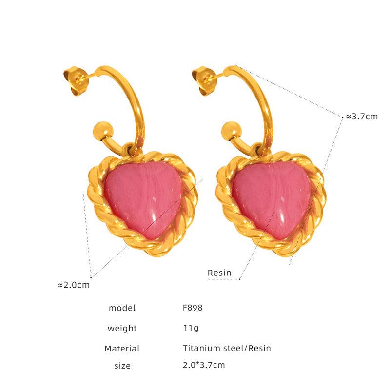 B廠-小眾桃心鑲嵌仿珍珠巴洛克墜子多種形狀耳飾耳環不掉色鈦鋼飾品「F094」23.07-1 - 安蘋飾品批發