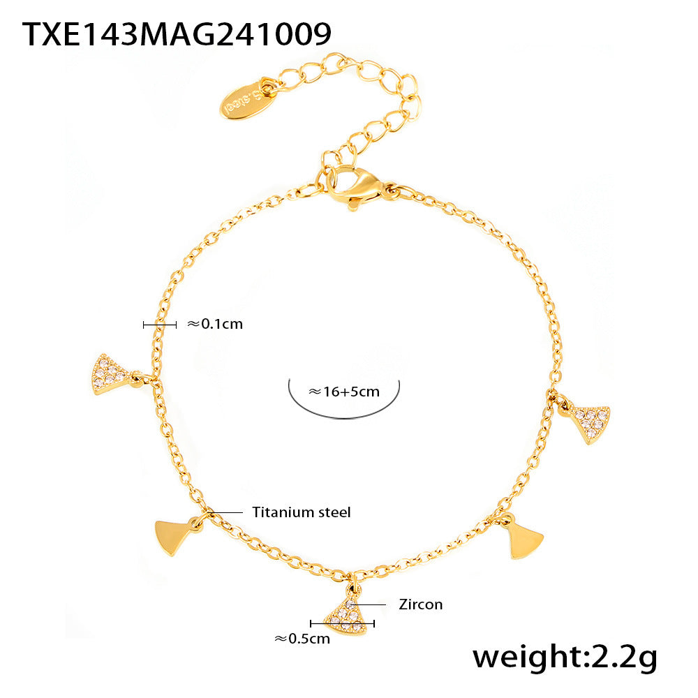 B廠-幾何小裙子鑲鋯石多配件套裝手鍊項鍊鈦鋼鍍18k真金首飾品「TXP143-TXE143-P1694」24.10-3