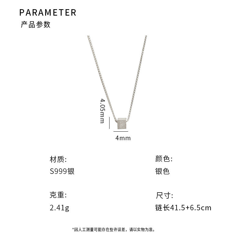 D廠-S999足銀簡約立體小方塊項鍊通勤輕奢ins風小眾設計爆款批發「YC0089N」24.07-3