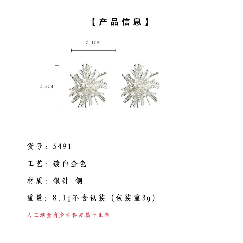 A廠-春天925銀針蒲公英藝術氣息設計師款簡約ins工廠耳飾新款耳環批發「5491」25.02-1