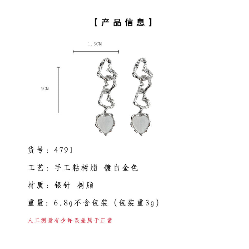 A廠-個性小眾設計感冷淡甜酷風長款心形幾何耳飾飾品新款耳環批發「4791」24.08-5