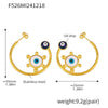 B廠-不鏽鋼鍍18K真金琺瑯彩釉光芒眼睛C型圓環走秀時髦誇張耳環「F526」24.12-4