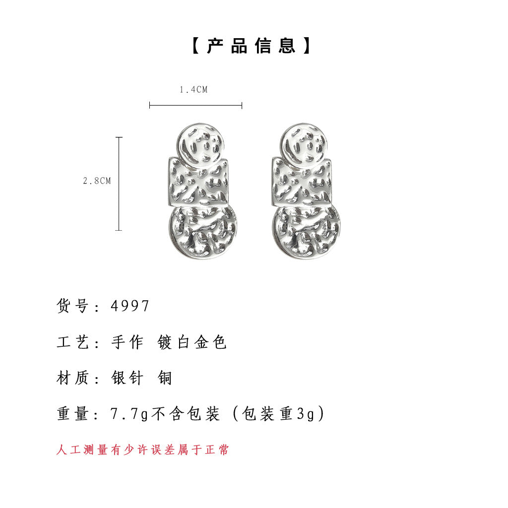 A廠-冷淡風個性小眾設計師款液態甜酷ins網紅幾何方形耳飾工廠耳環女「4997」24.10-2