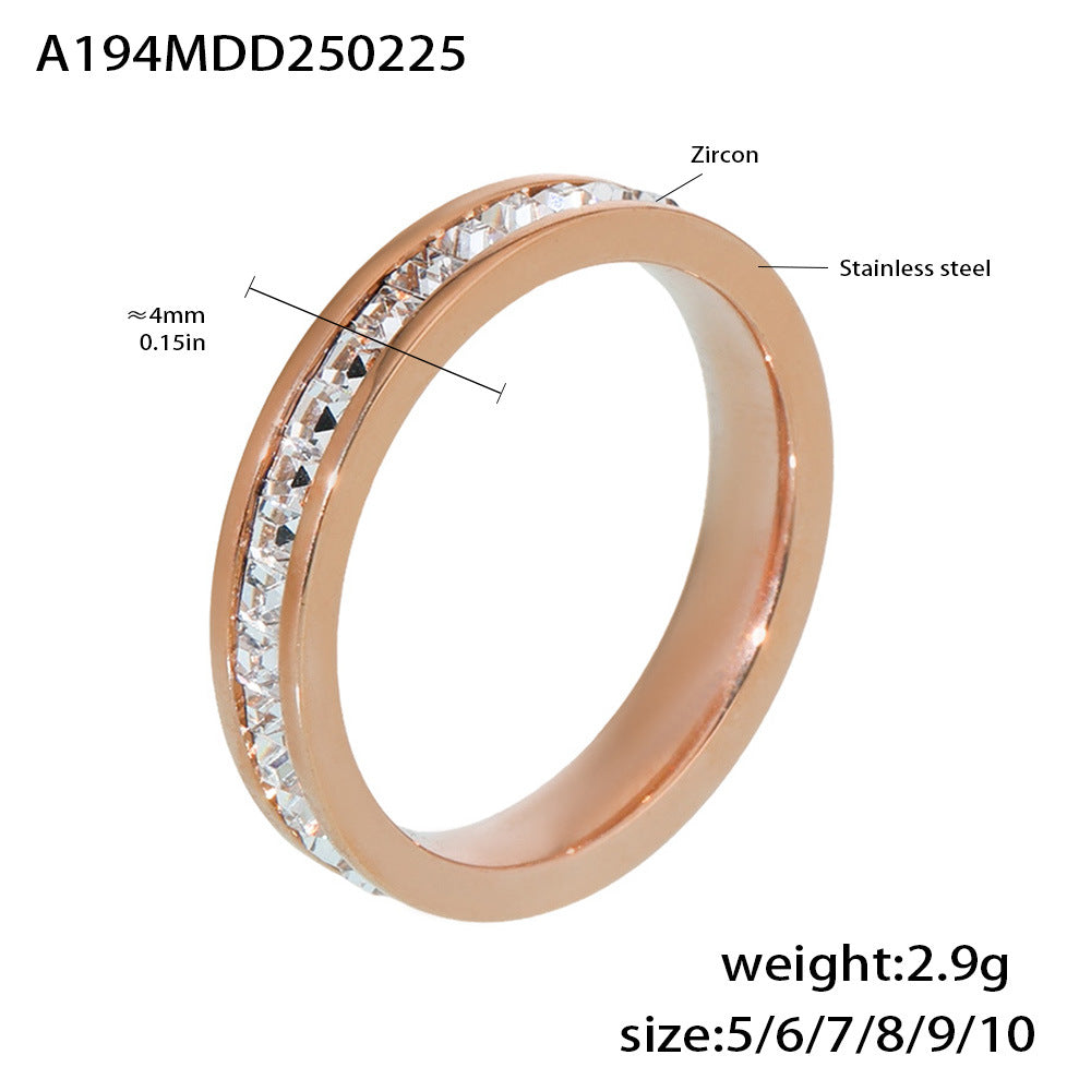 B廠-歐美簡約雙層鋯石戒指食指戒鍍18K真金不鏽鋼指環首飾批發「A194」25.03-1