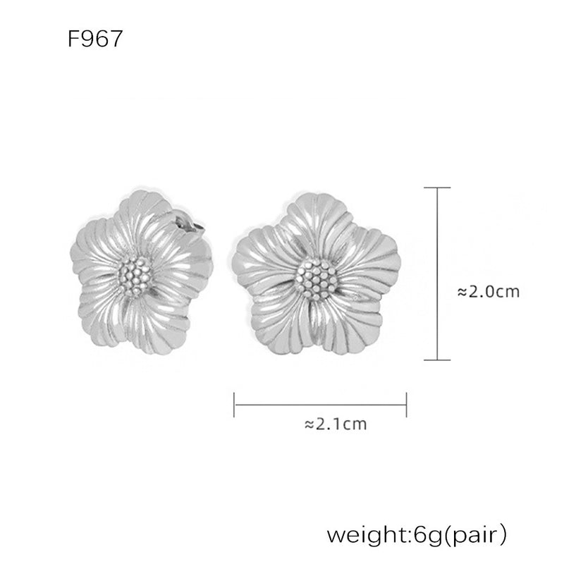 B廠-歐美流行不鏽鋼鍍真金誇張花朵耳環女時尚輕奢小花耳釘組合「F133」24.12-4