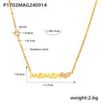 B廠-跨境熱銷ins風字母maman心形鋯石項鍊疊戴輕奢風不鏽鋼保色鎖骨鏈「P1702-P1694」24.09-3