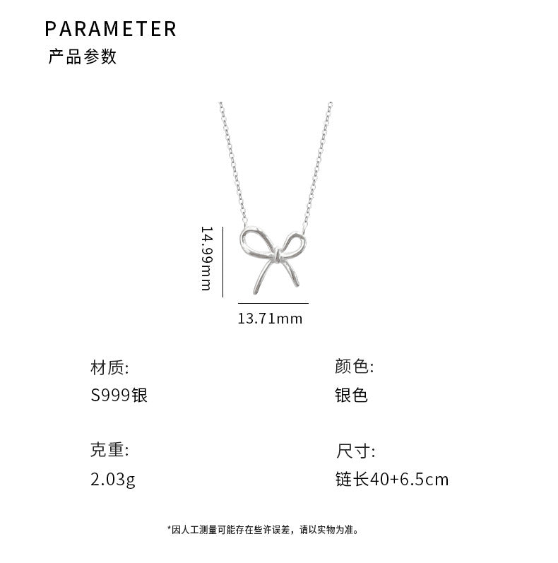 D廠-S925純銀蝴蝶結項鍊小清新甜美風可愛氣質百搭小眾鎖骨鏈批發「YC4012N」24.07-3