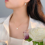 D廠-S925純銀輕奢方牌貝殼系列套裝女款高級感耳環設計感項鍊批發「YC3707N YC9879E」24.06-1