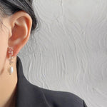 A廠-微鑲鋯石~淡水珍珠925銀針鍍14K長款耳釘 高級感氣質簡約耳飾耳環「1761」23.01-2 - 安蘋飾品批發