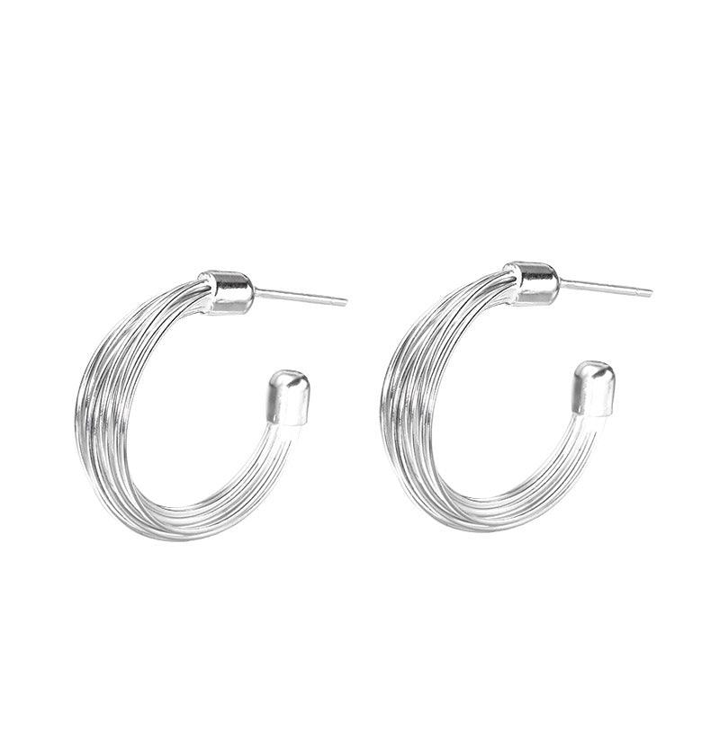 C廠-法式線條多層設計耳圈高級感耳釘簡約ins氣質女925銀針耳環「EH-1984」23.02-1 - 安蘋飾品批發