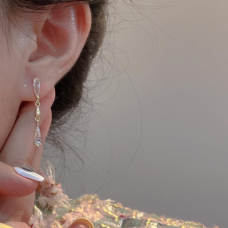 D廠-S925純銀超閃鋯石氣質耳環小眾設計感耳飾女高級感耳釘2023年「YC7557E」23.02-3 - 安蘋飾品批發