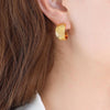 B廠-復古壓紋黃銅材質耳圈冷淡風C形簡約百搭高級感耳環2023新款耳飾「F727」23.03-2 - 安蘋飾品批發