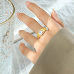 B廠-美心形玻璃石水晶多碼可選戒指閨蜜指環個性潮流氣質高質感手飾「A433」23.01-1 - 安蘋飾品批發
