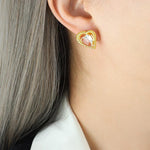 B廠-法式熱銷新款黃銅材質時髦高級感耳飾鑲嵌鋯石桃心愛心耳環「F714」23.03-5 - 安蘋飾品批發