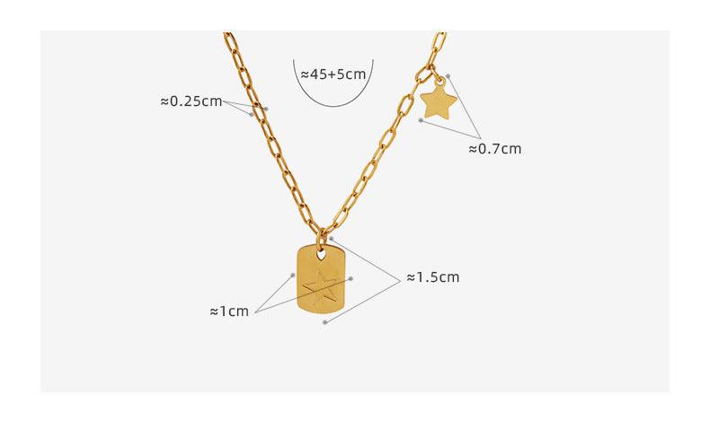 B廠-聖誕ins飾品五角星方牌吊墜衛衣項鍊女小眾設計感鈦鋼鎖骨鏈 「P828」23.02-3 - 安蘋飾品批發
