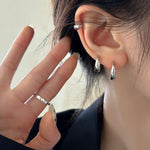 C廠-ins風韓系925純銀素圈耳扣女疊帶養耳洞精緻冷淡風高級感耳圈「EH-2116」23.04-2 - 安蘋飾品批發