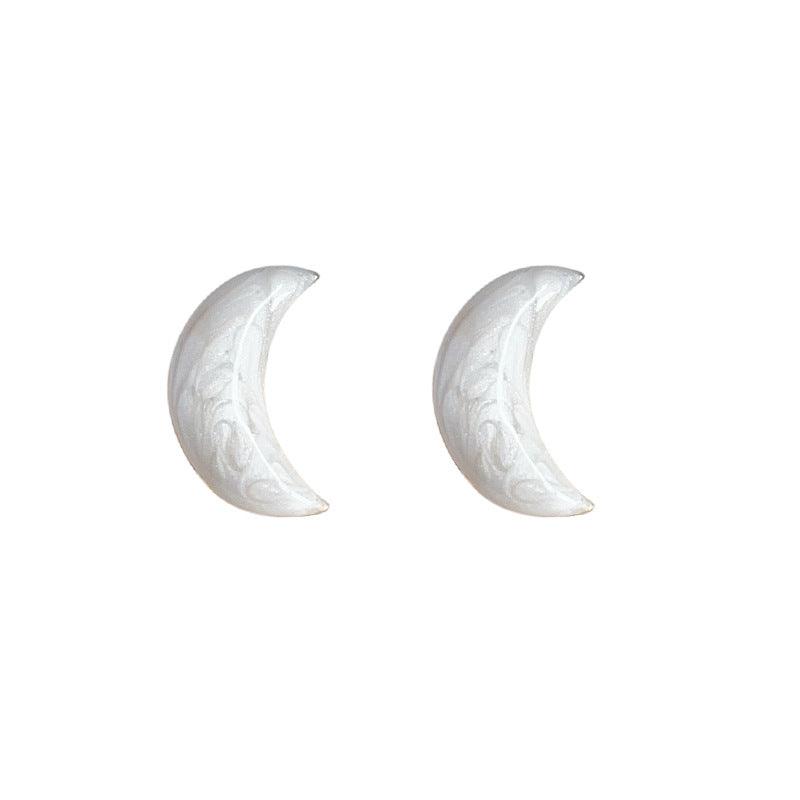 A廠-[白月光]925銀針鍍14K手工滴釉月亮耳釘氣質個性甜美耳環「B-954」23.03-4 - 安蘋飾品批發