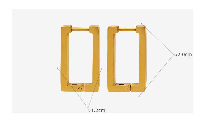 B廠-東大門韓潮氣質幾何長方框耳環鈦鋼材質鍍金耳飾百搭個性簡約耳扣「F254」23.02-3 - 安蘋飾品批發