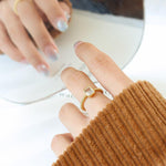 B廠-歐美復古風小眾設計感方塊鋯石黃銅材質戒指獨特個性潮流開口指環「A441」23.03-1 - 安蘋飾品批發