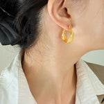 B廠-鈦鋼鍍金熱銷款扭紋C形法式耳環女時尚款氣質ins個性潮流耳扣「F700」23.01-1 - 安蘋飾品批發