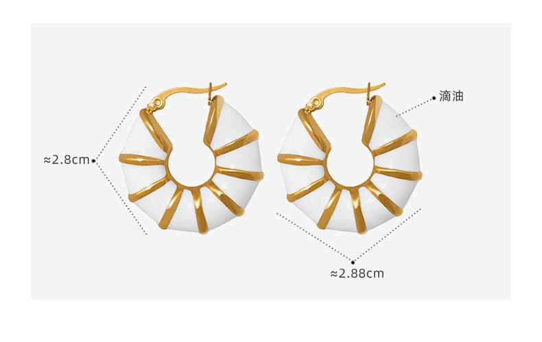 B廠-歐美高級感琺瑯滴油U形耳環女小眾設計氣質優雅輕奢耳環名媛耳飾「F780」23.04-2 - 安蘋飾品批發